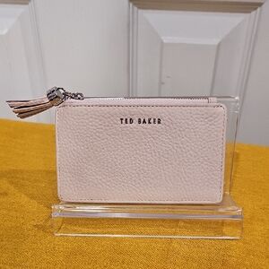Ted Baker Sydnee Pebbled Leather  Zipper Tassel Card Holder - Ballet Pink NWOT